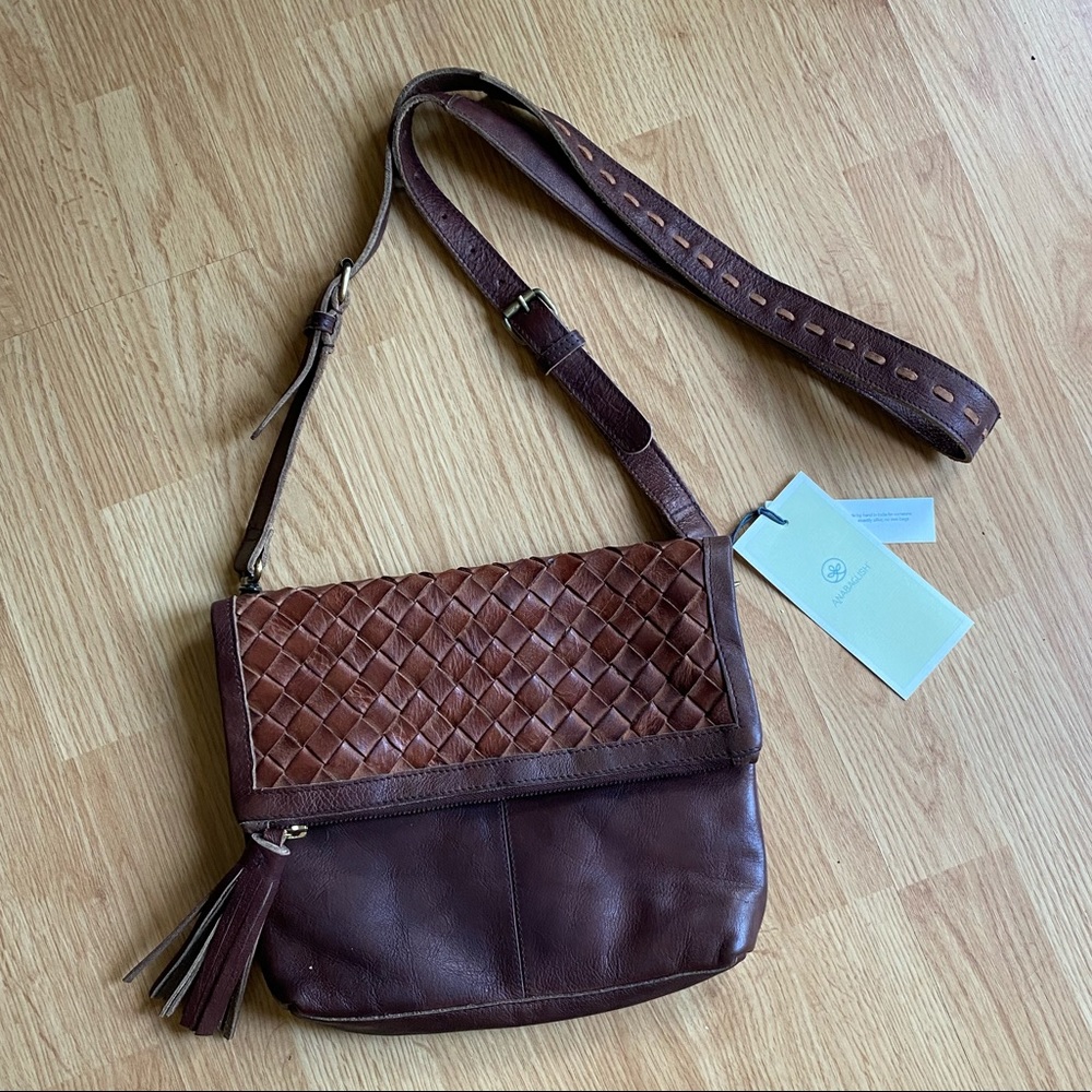 Anabaglish Iris Leather Clutch Brown new with tags